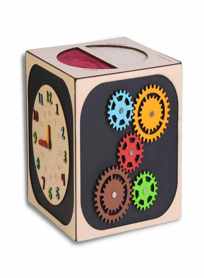 The Funny Mind Wooden Activity Busy Cube for Kids and Toddlers | Montessori Activities Game | Skill Improvement Educational Sensory Busy Board | Travel Toy for Kids and Toddlers 10 X 10 Inches - Image 1